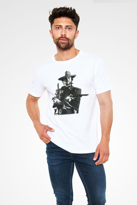 Clint Eastwood Beyaz Unisex Tişört T-Shirt - TişörtFabrikası