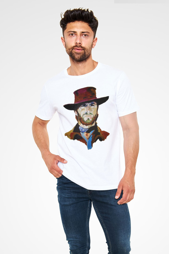 Clint Eastwood Beyaz Unisex Tişört T-Shirt - TişörtFabrikası