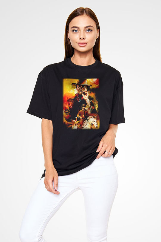 Clint Eastwood Siyah Unisex Oversize Tişört T-Shirt