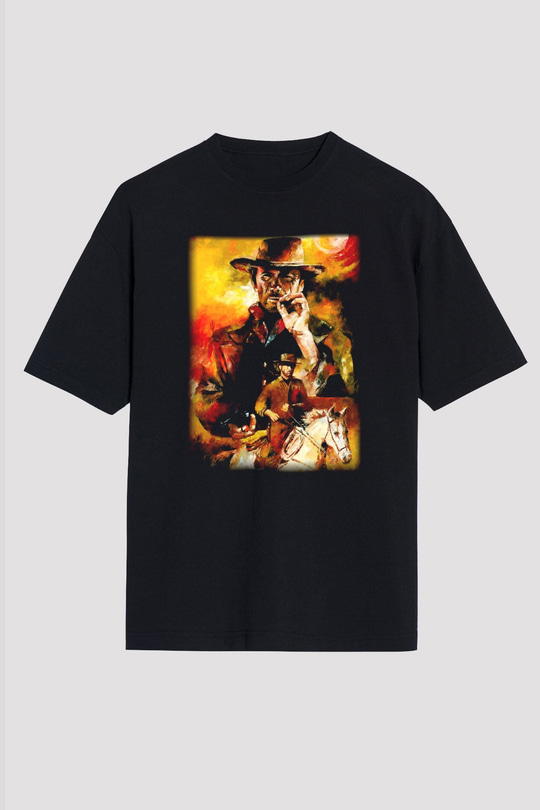 Clint Eastwood Siyah Unisex Oversize Tişört T-Shirt