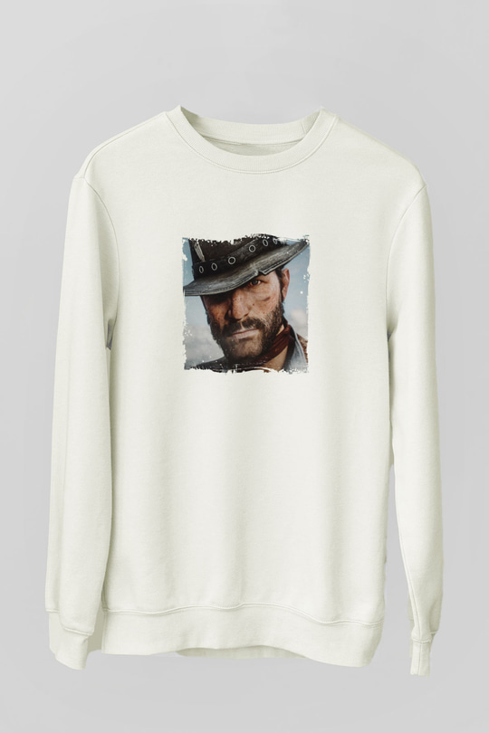 Clint Eastwood Unisex Baskılı Beyaz Sweatshirt
