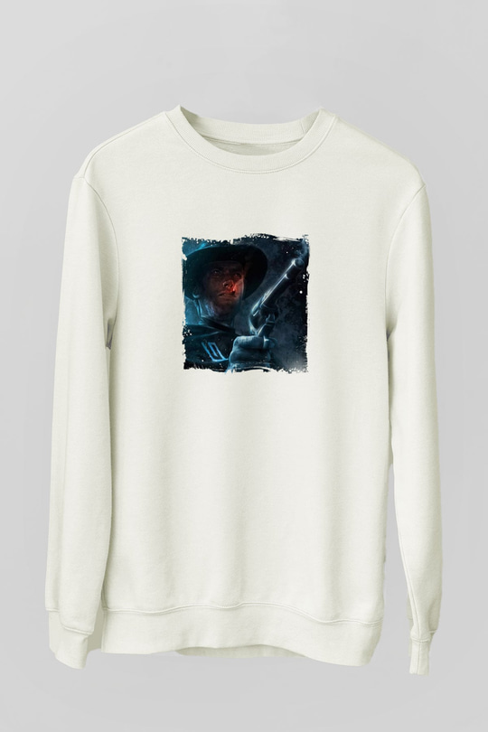 Clint Eastwood Unisex Baskılı Beyaz Sweatshirt