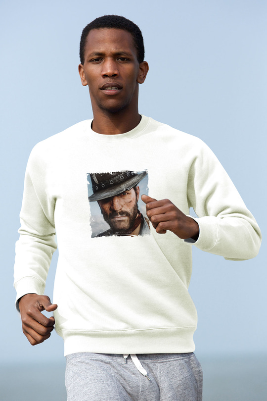 Clint Eastwood Unisex Baskılı Beyaz Sweatshirt