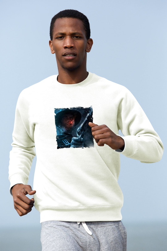 Clint Eastwood Unisex Baskılı Beyaz Sweatshirt