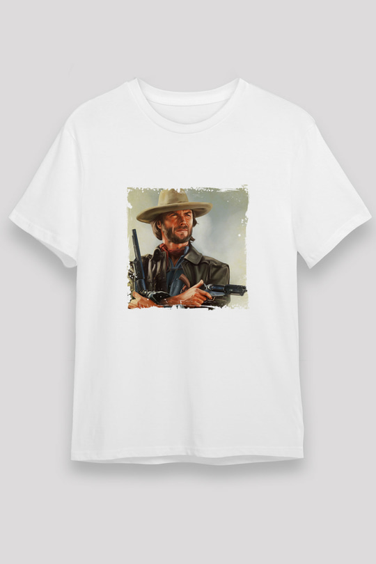 Clint Eastwood Unisex Baskılı Beyaz Tişört