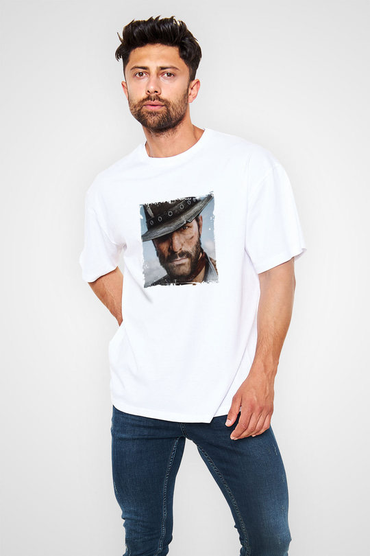 Clint Eastwood Oversize Baskılı Beyaz Tişört