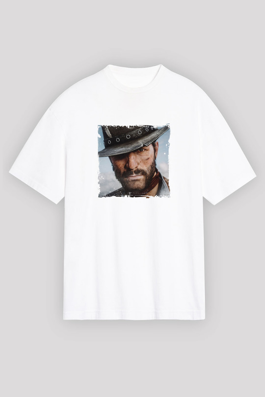 Clint Eastwood Oversize Baskılı Beyaz Tişört
