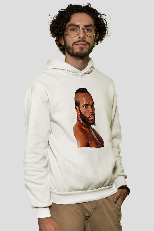Clubber Baskılı Beyaz Unisex Kapüşonlu Sweatshirt