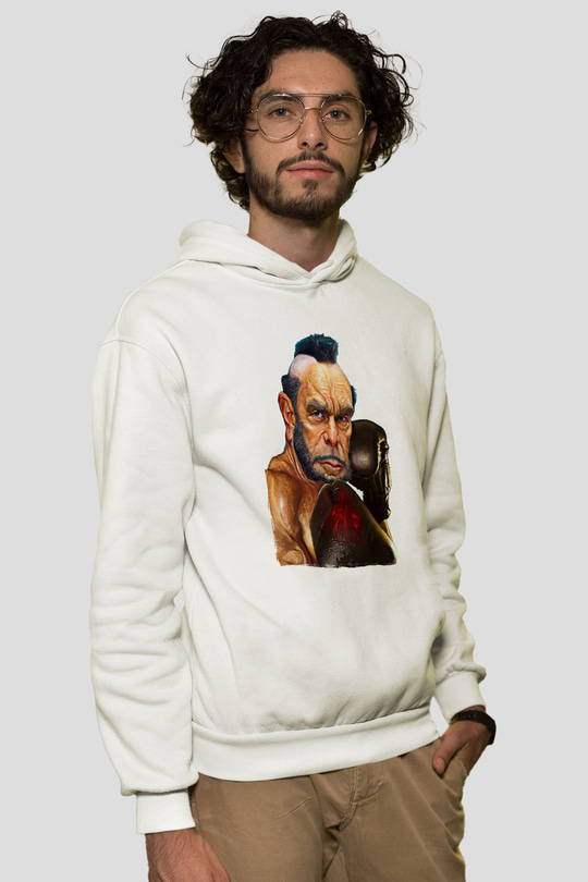 Clubber Baskılı Beyaz Unisex Kapüşonlu Sweatshirt