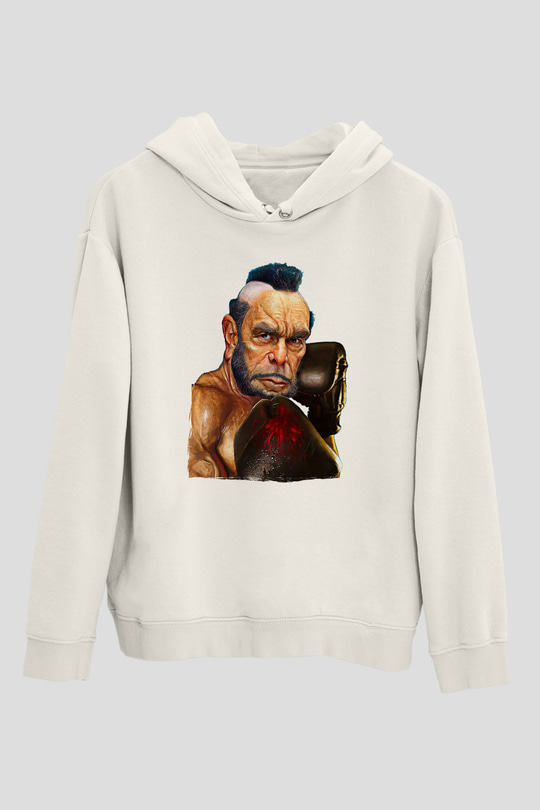 Clubber Baskılı Beyaz Unisex Kapüşonlu Sweatshirt