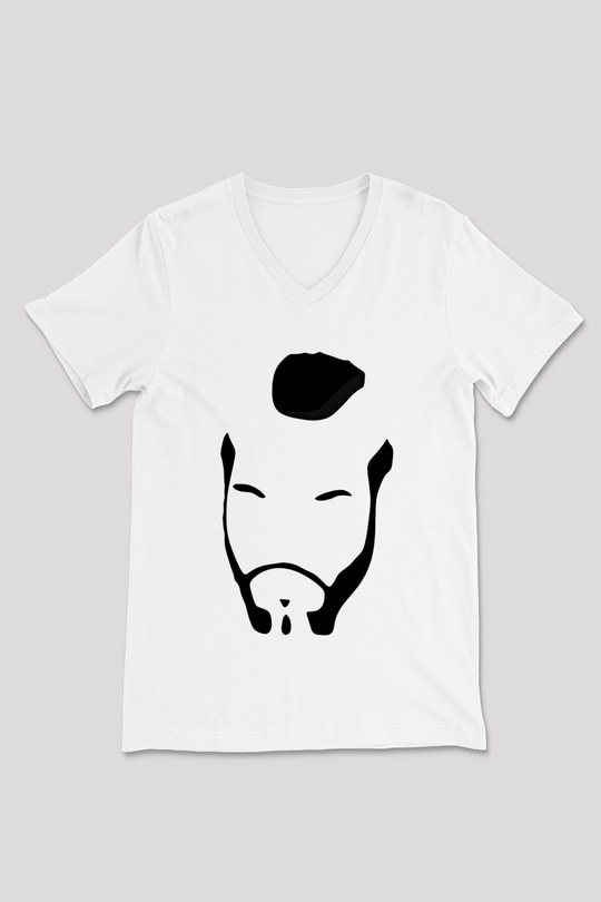 Clubber Baskılı Beyaz Unisex V Yaka Tişört - Tshirt
