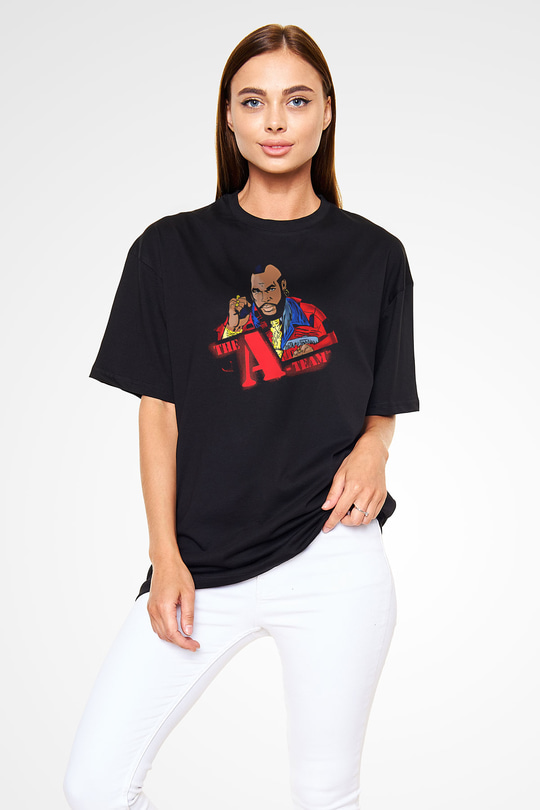 Clubber Baskılı Unisex Siyah Oversize Tişört - Tshirt