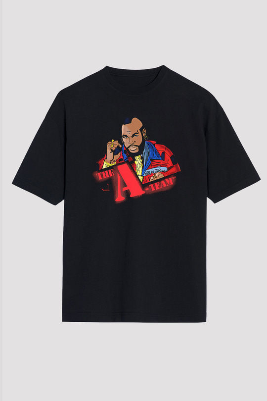 Clubber Baskılı Unisex Siyah Oversize Tişört - Tshirt