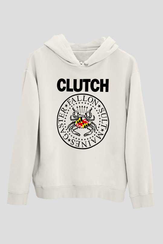 Clutch Beyaz Unisex Kapüşonlu Sweatshirt