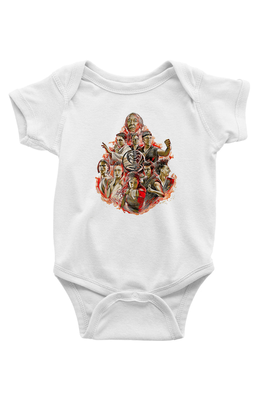Cobra Kai Baskılı Beyaz Unisex Bebek Body - Zıbın