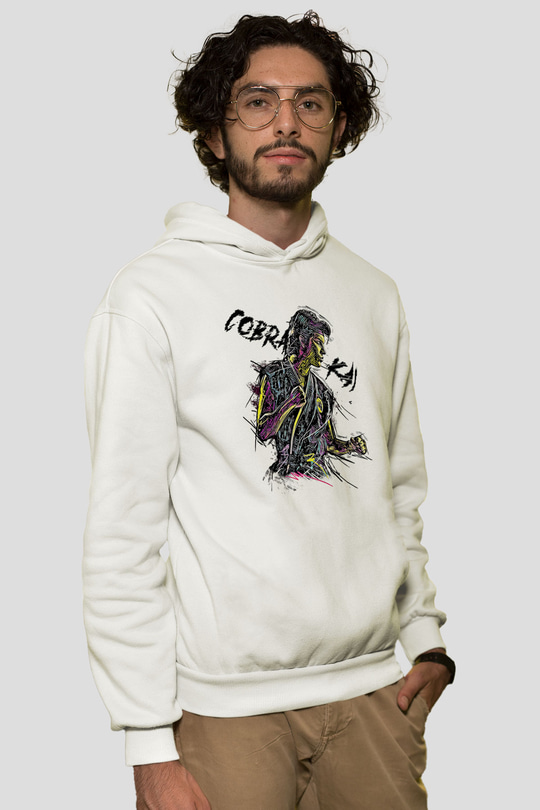 Cobra Kai Baskılı Beyaz Unisex Hoodie