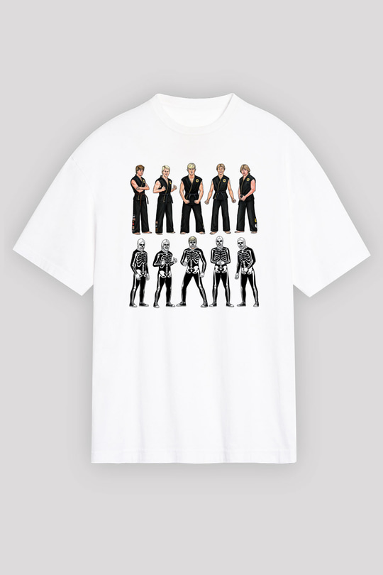 Cobra Kai Baskılı Beyaz Unisex Oversize Tişört - Tshirt