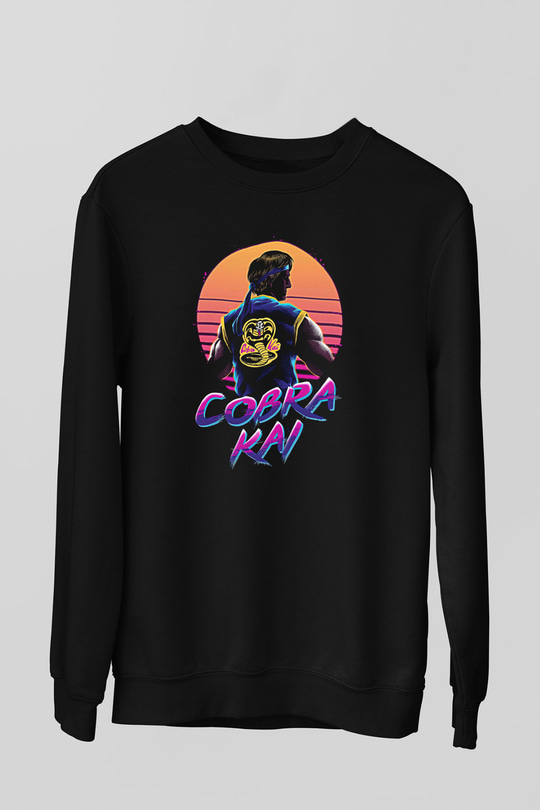 Cobra Kai Baskılı Unisex Siyah Sweatshirt