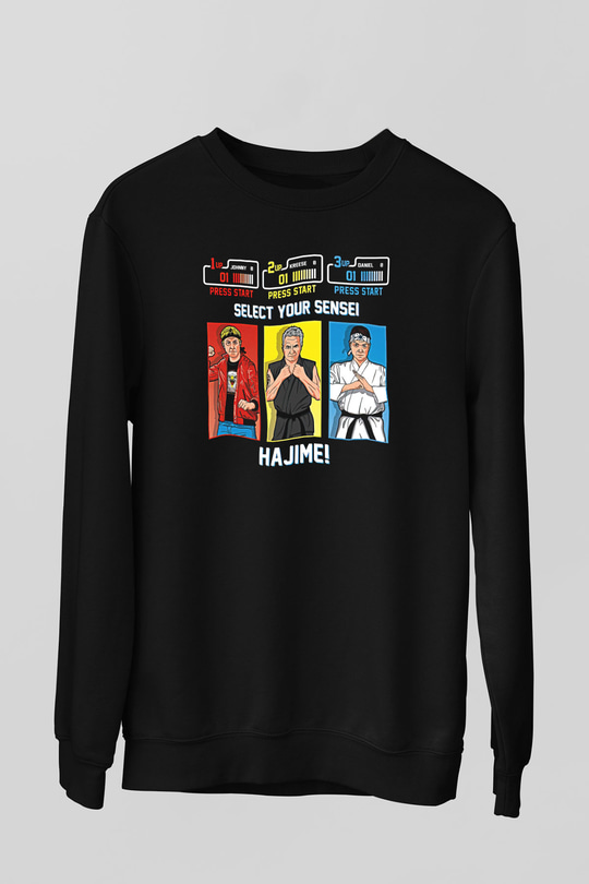 Cobra Kai Baskılı Unisex Siyah Sweatshirt