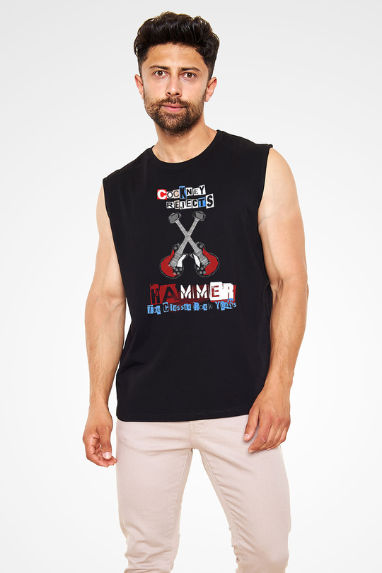 Cockney Rejects Baskılı Unisex Siyah Kolsuz Tişört - Tshirt