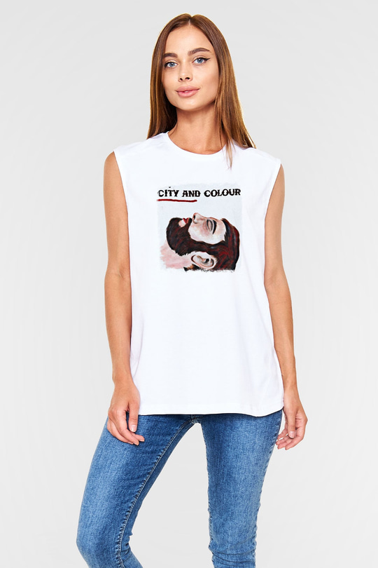 Color of Violence Baskılı Unisex Beyaz Kolsuz Tişört