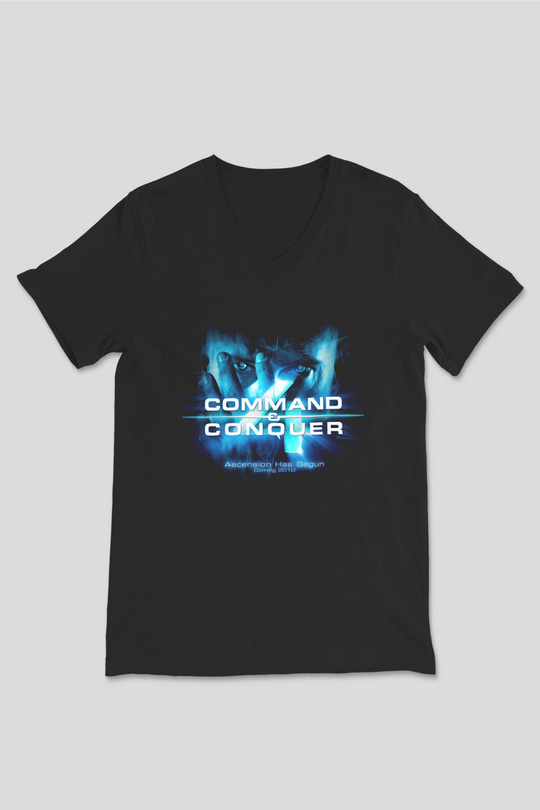 Command and Conquer Siyah Unisex V Yaka Tişört
