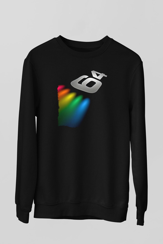 Commodore 64 Baskılı Unisex Siyah Sweatshirt