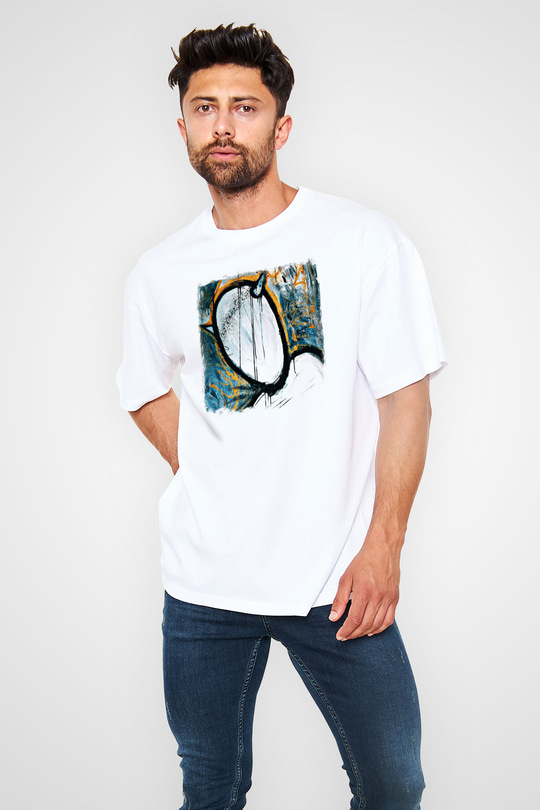 Converge Baskılı Unisex Beyaz Oversize Tişört