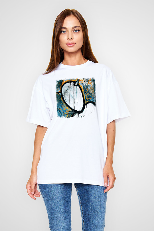 Converge Baskılı Unisex Beyaz Oversize Tişört