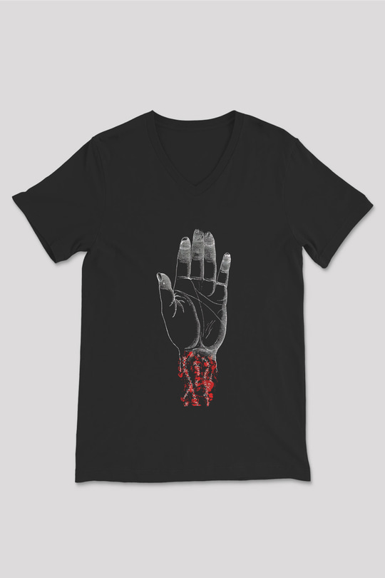 Converge Baskılı Unisex Siyah V Yaka Tişört