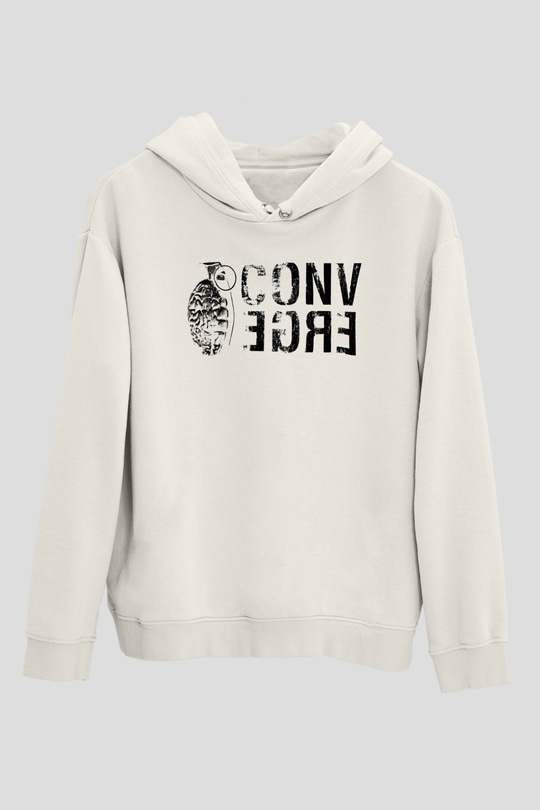 Converge Beyaz Unisex Kapüşonlu Sweatshirt