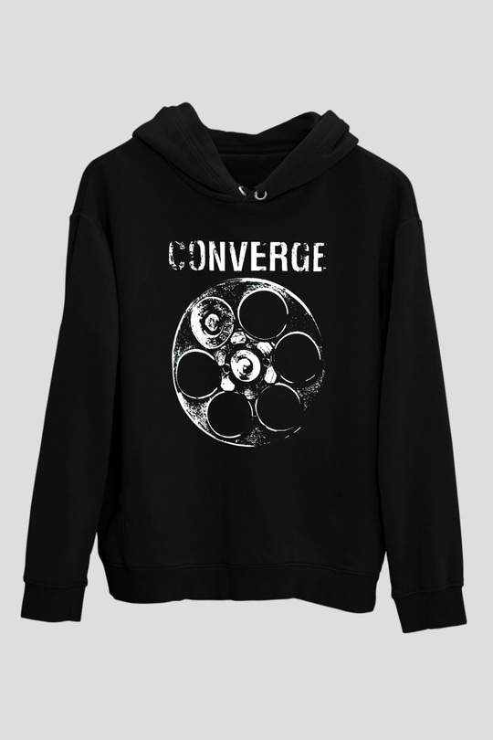 Converge Siyah Unisex Kapüşonlu Sweatshirt