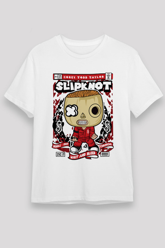 Corey Taylor Slipknot Baskılı Unisex Beyaz Tişört