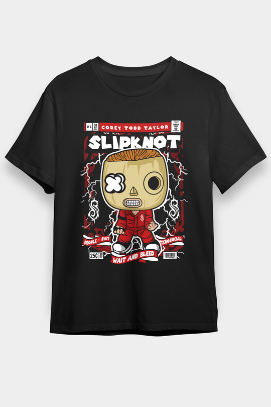 Corey Taylor Slipknot Baskılı Unisex Siyah Tişört