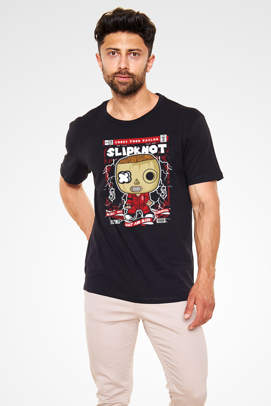 Corey Taylor Slipknot Baskılı Unisex Siyah Tişört