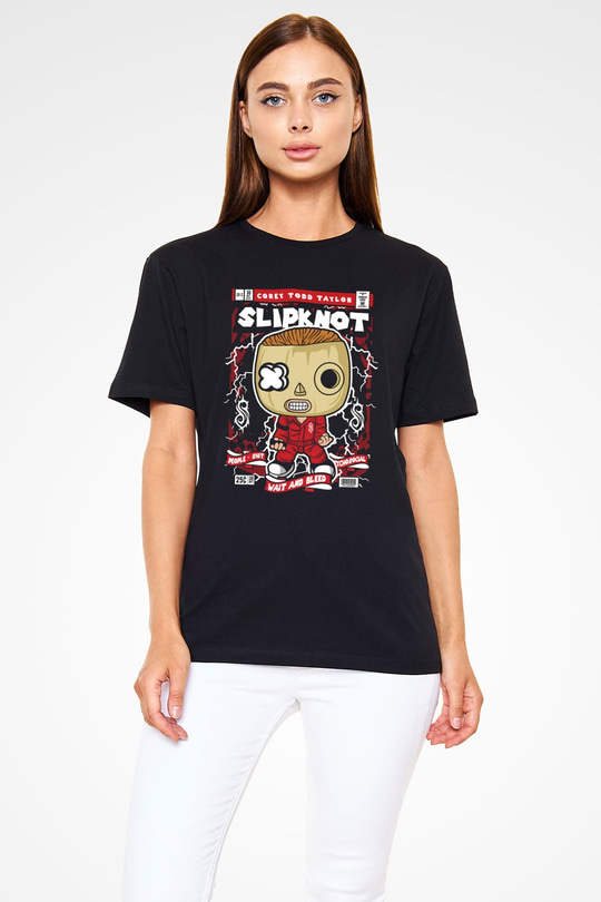 Corey Taylor Slipknot Baskılı Unisex Siyah Tişört