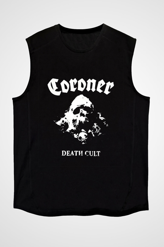 Coroner Baskılı Unisex Siyah Kolsuz Tişört