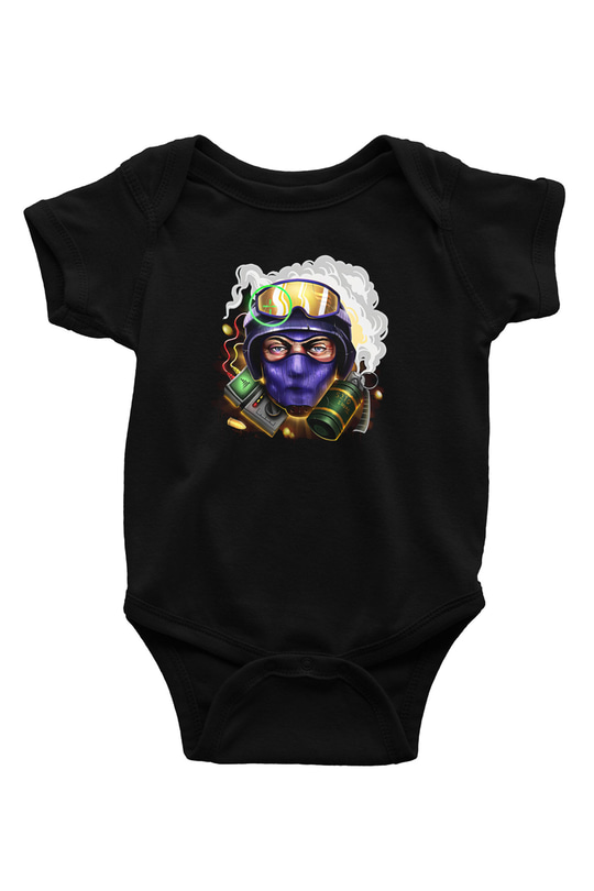Counter Strike Baskılı Unisex Siyah Bebek Body - Zıbın