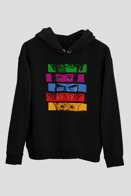 Cowboy Bebop Baskılı Unisex Siyah Hoodie