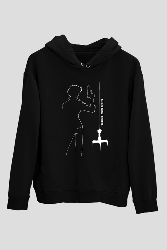 Cowboy Bebop Baskılı Unisex Siyah Hoodie