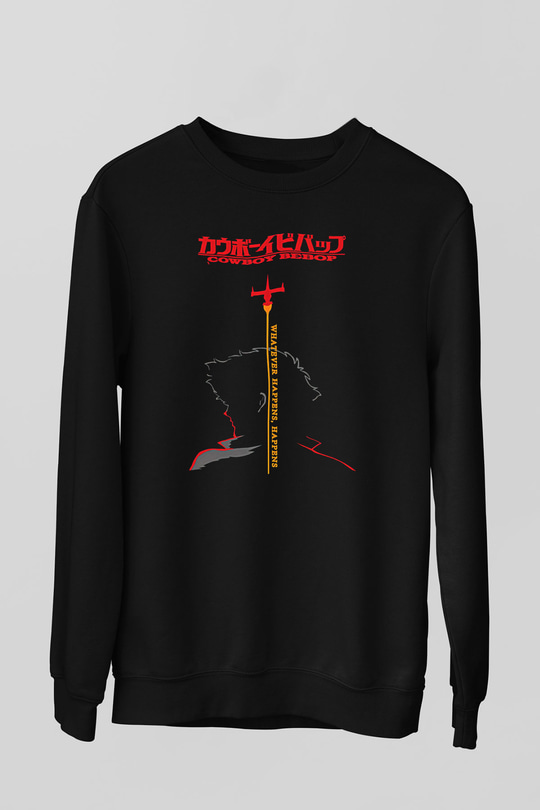 Cowboy Bebop Baskılı Unisex Siyah Sweatshirt