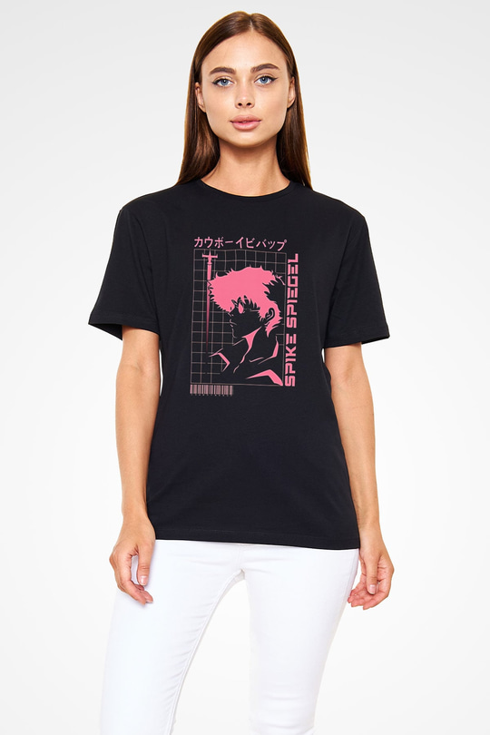 Cowboy Bebop Baskılı Unisex Siyah Tişört - Tshirt