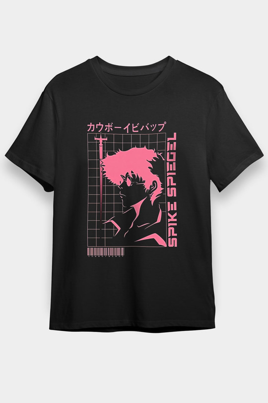Cowboy Bebop Baskılı Unisex Siyah Tişört - Tshirt
