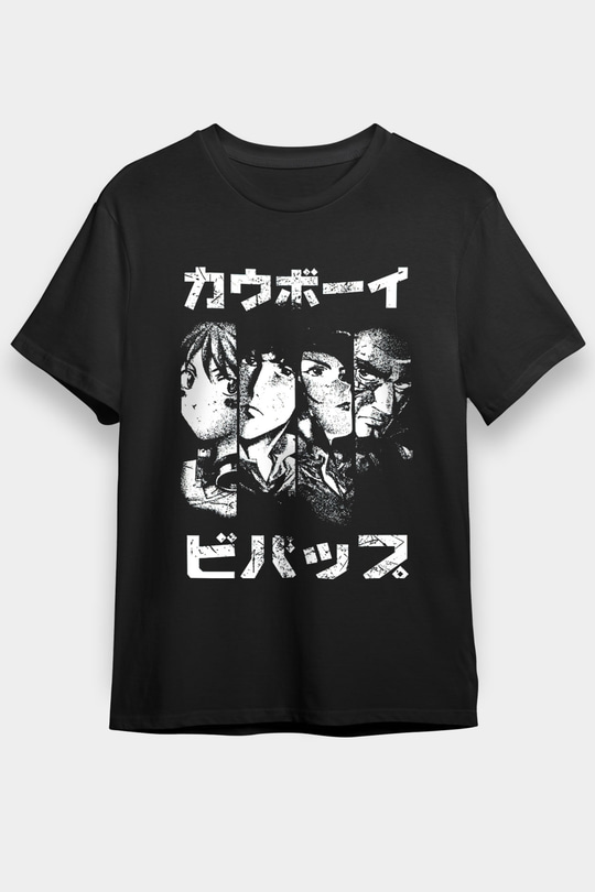 Cowboy Bebop Baskılı Unisex Siyah Tişört - Tshirt