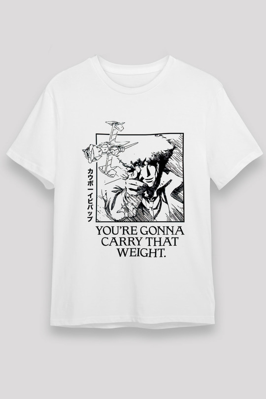 Cowboy Bebop Unisex Baskılı Beyaz Tişört - Tshirt