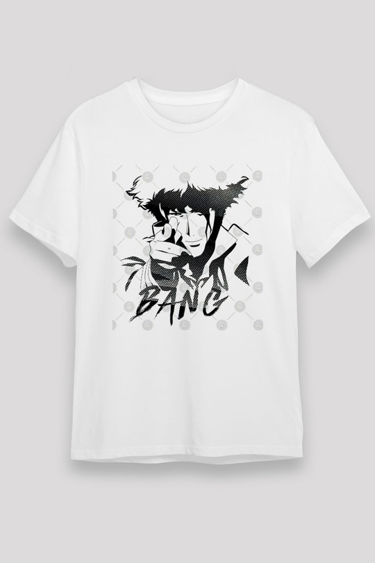 Cowboy Bebop Unisex Baskılı Beyaz Tişört - Tshirt