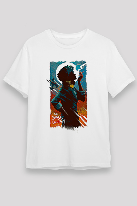 Cowboy Bebop Unisex Baskılı Beyaz Tişört - Tshirt
