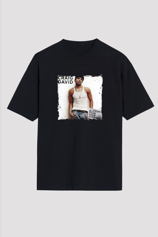 Craig David Baskılı Unisex Oversize Siyah Tişört