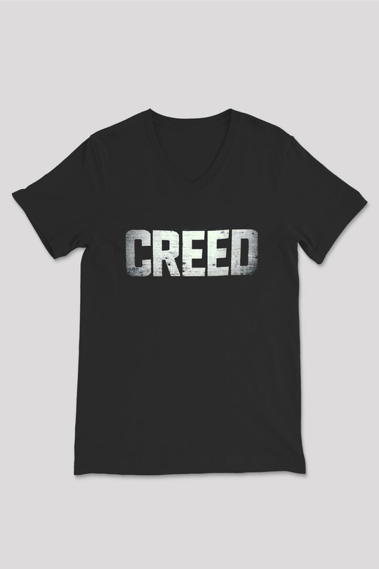 Creed Siyah Unisex V Yaka Tişört T-Shirt
