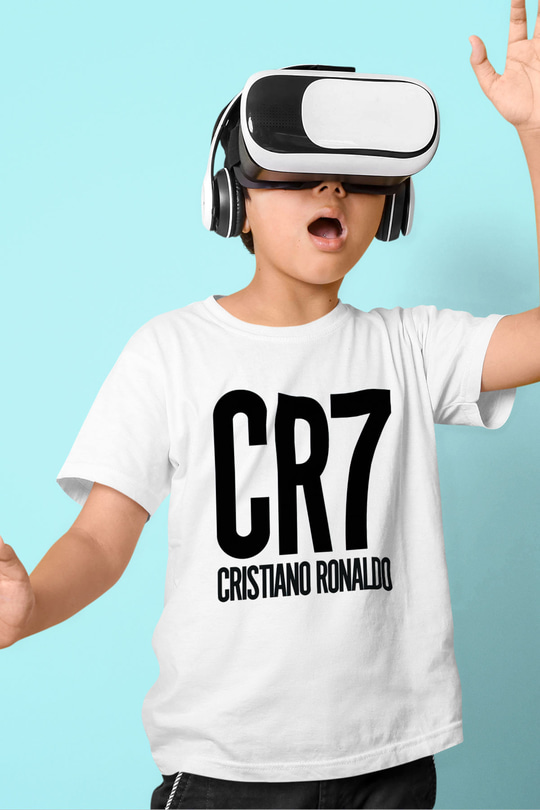 Cristiano Ronaldo Baskılı Beyaz Unisex Çocuk Tişört